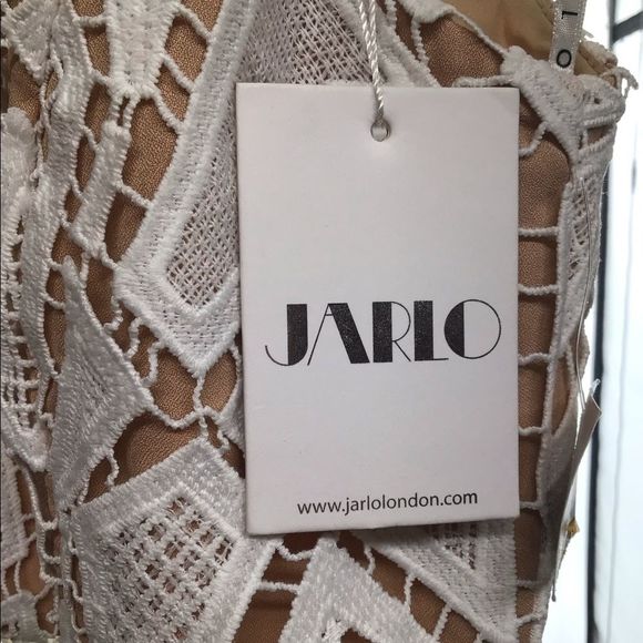 Jarlo Spring Ivory Nude Lace Illusion Flounce Halter Long Dress New With Tag 6 - Picture 7 of 11